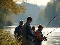Bristol local fishing club members on a riverbank