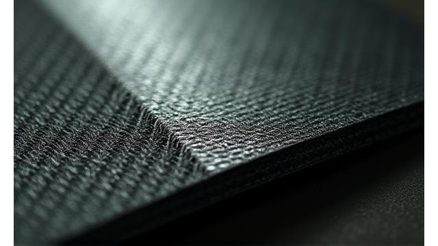 A sheet of high-modulus carbon fiber fabric, showcasing its intricate weave and lightweight strength, with a focus on its matte finish.