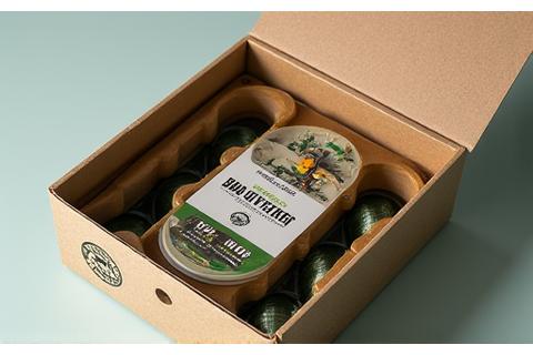 A sleek, compact starter kit for biodegradable fishing tackle, including line, a few lures, and terminal tackle, all in eco-friendly packaging.