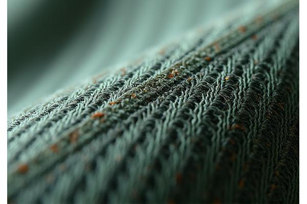 Macro shot of advanced moisture-wicking and UV protective fabric showing intricate weave