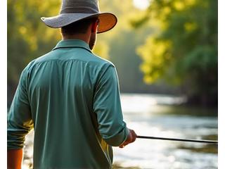 Lightweight, breathable fishing shirt with UPF protection in a tropical setting