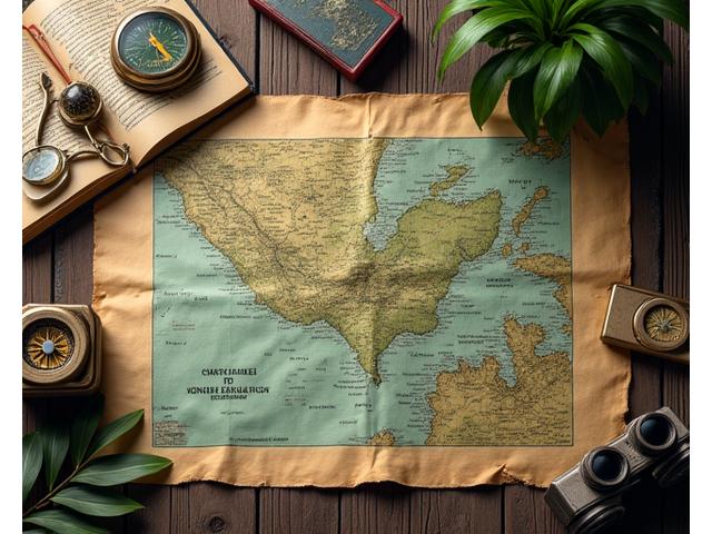 Hand meticulously planning expedition route on a physical map, surrounded by satellite phones and navigation tools.