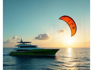 Kite fishing boat on the open ocean targeting large pelagic species.