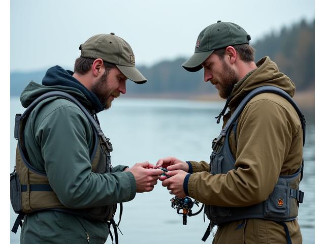 Kite fishing instructor demonstrating technique to an individual angler on a remote beach.