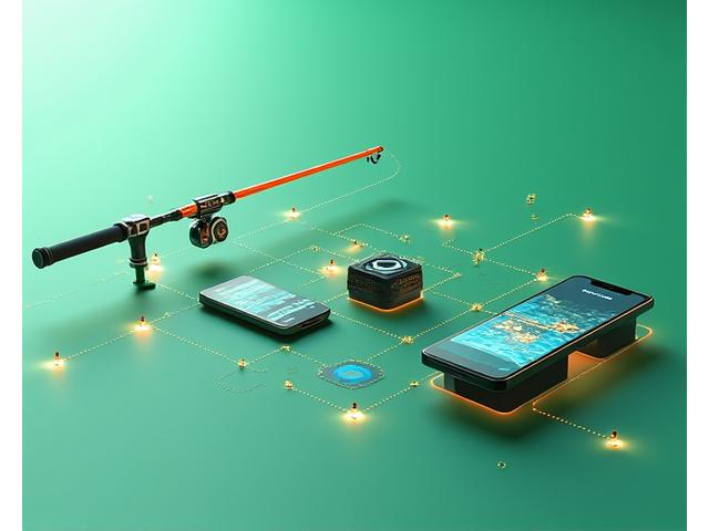 Diagram illustrating the seamless integration of smart rods, mobile apps, and fish finders